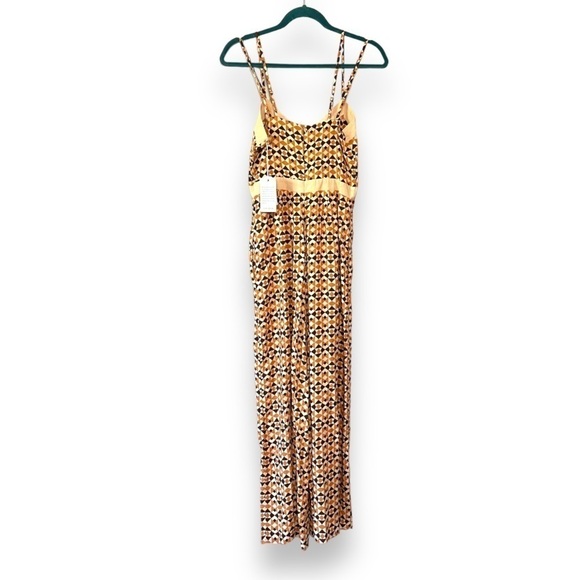 Coco + Jaimeson Brown Geo V-Neck Sleeveless Printed Spaghetti Strap Jumpsuit NWT - Picture 11 of 14